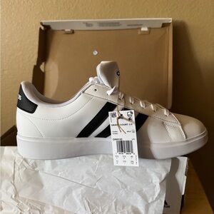 Adidas Court 2.0 White and Black Shoes